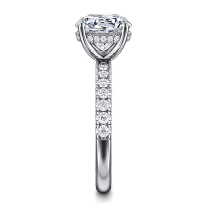 Adela - 14K White Gold Round Hidden Halo Diamond Engagement Ring