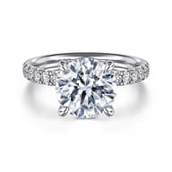 Adela - 14K White Gold Round Hidden Halo Diamond Engagement Ring