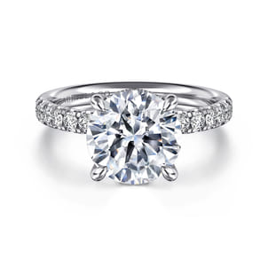 Adela - 14K White Gold Round Hidden Halo Diamond Engagement Ring