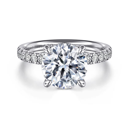 Adela - 14K White Gold Round Hidden Halo Diamond Engagement Ring