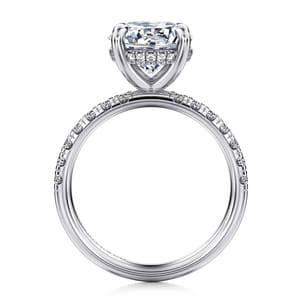 Adela - 14K White Gold Round Hidden Halo Diamond Engagement Ring