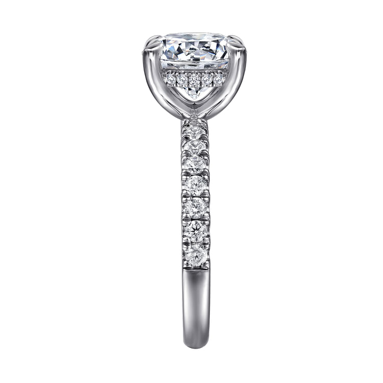 Adela - 14K White Gold Round Hidden Halo Diamond Engagement Ring