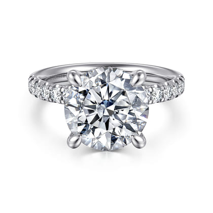 Adela - 14K White Gold Round Hidden Halo Diamond Engagement Ring