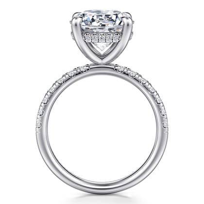Adela - 14K White Gold Round Hidden Halo Diamond Engagement Ring
