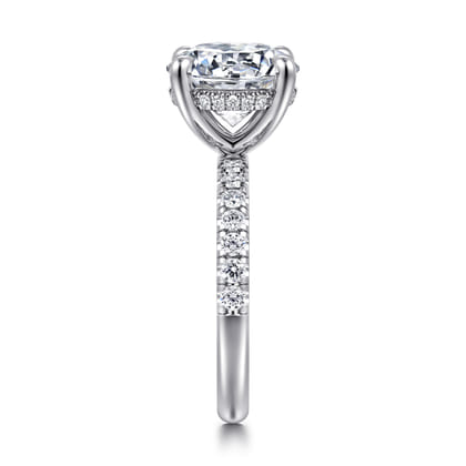 Adela - 14K White Gold Round Hidden Halo Diamond Engagement Ring