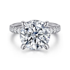 Adela - 14K White Gold Round Hidden Halo Diamond Engagement Ring