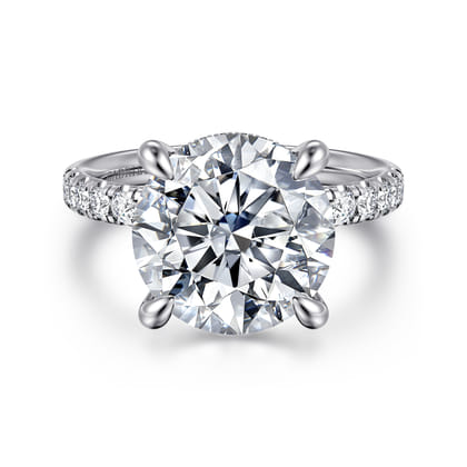 Adela - 14K White Gold Round Hidden Halo Diamond Engagement Ring