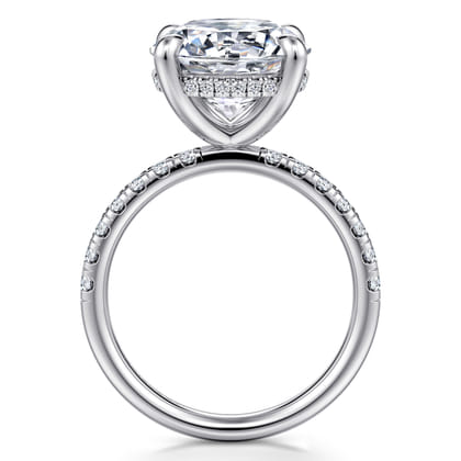 Adela - 14K White Gold Round Hidden Halo Diamond Engagement Ring