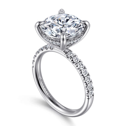 Adela - 14K White Gold Round Hidden Halo Diamond Engagement Ring
