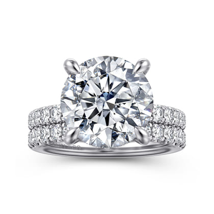 Adela - 14K White Gold Round Hidden Halo Diamond Engagement Ring