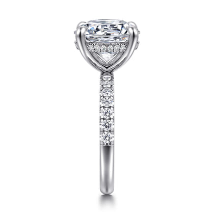 Adela - 14K White Gold Round Hidden Halo Diamond Engagement Ring