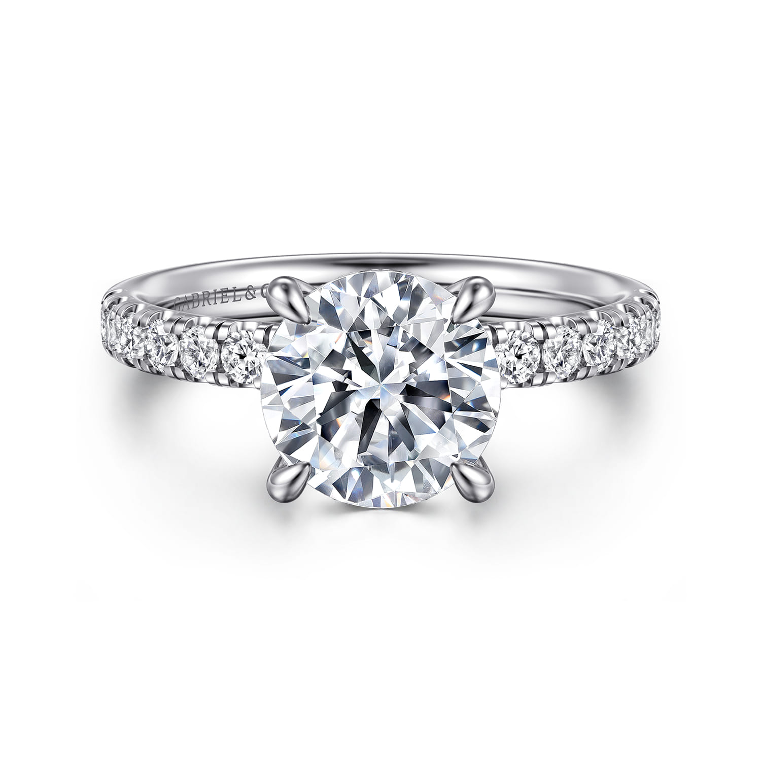 Adela - 14K White Gold Round Hidden Halo Diamond Engagement Ring