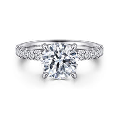 Adela - 14K White Gold Round Hidden Halo Diamond Engagement Ring