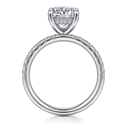 Adela - 14K White Gold Round Hidden Halo Diamond Engagement Ring