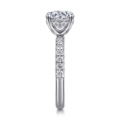 Adela - 14K White Gold Round Hidden Halo Diamond Engagement Ring