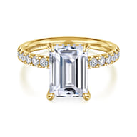 Adela - 14K Yellow Gold Emerald Cut Hidden Halo Diamond Engagement Ring