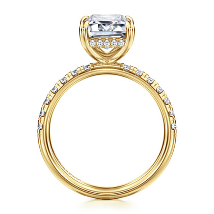Adela - 14K Yellow Gold Emerald Cut Hidden Halo Diamond Engagement Ring