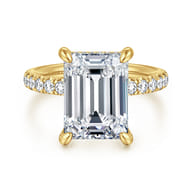 Adela - 14K Yellow Gold Emerald Cut Hidden Halo Diamond Engagement Ring