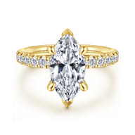 Adela - 14K Yellow Gold Marquise Shape Hidden Halo Diamond Engagement Ring