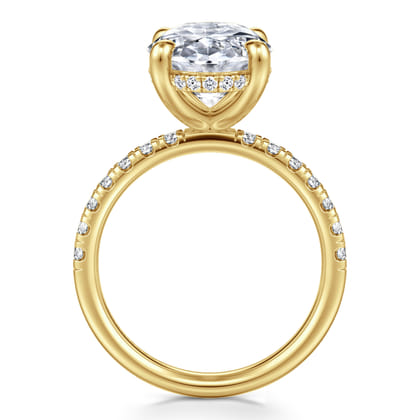 Adela - 14K Yellow Gold Oval Hidden Halo Diamond Engagement Ring