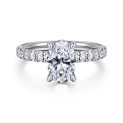 Adela - 14K Yellow Gold Oval Hidden Halo Diamond Engagement Ring