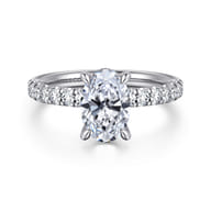 Adela - 14K Yellow Gold Oval Hidden Halo Diamond Engagement Ring