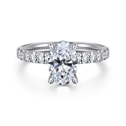 Adela - 14K Yellow Gold Oval Hidden Halo Diamond Engagement Ring