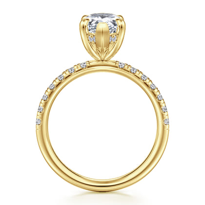 Adela - 14K Yellow Gold Pear Shape Hidden Halo Diamond Engagement Ring