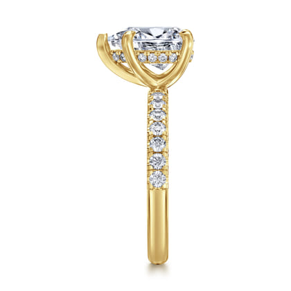 Adela - 14K Yellow Gold Pear Shape Hidden Halo Diamond Engagement Ring