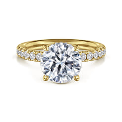 Adela - 14K Yellow Gold Round Hidden Halo Diamond Engagement Ring