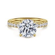 Adela - 14K Yellow Gold Round Hidden Halo Diamond Engagement Ring