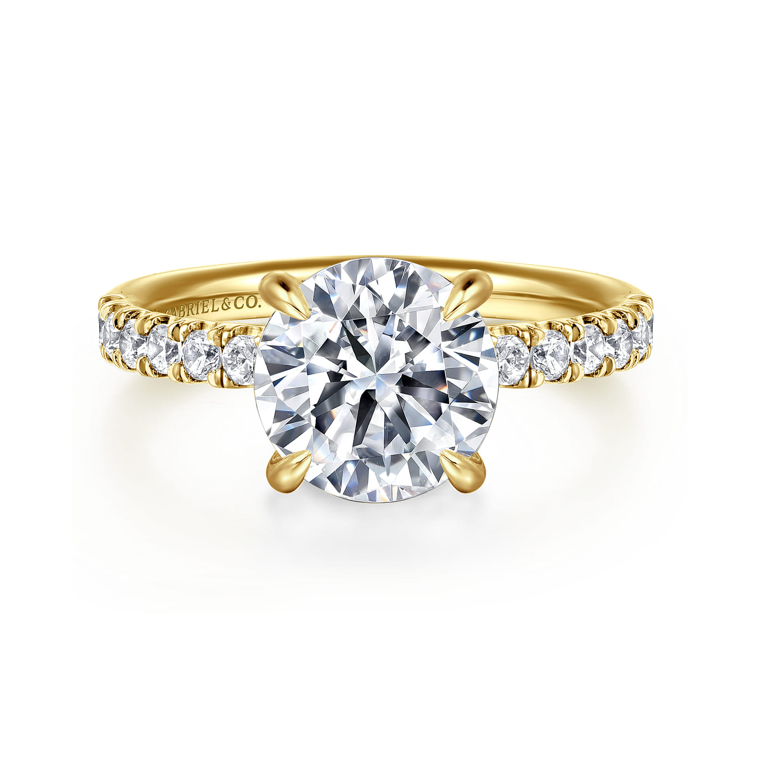 Adela - 14K Yellow Gold Round Hidden Halo Diamond Engagement Ring