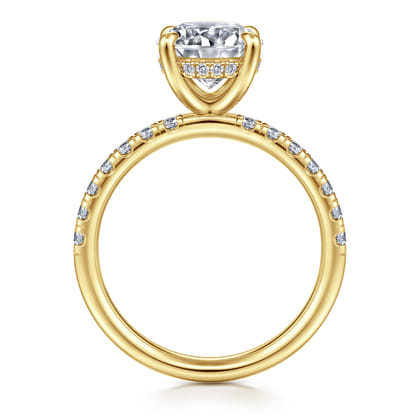 Adela - 14K Yellow Gold Round Hidden Halo Diamond Engagement Ring
