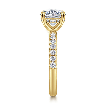 Adela - 14K Yellow Gold Round Hidden Halo Diamond Engagement Ring