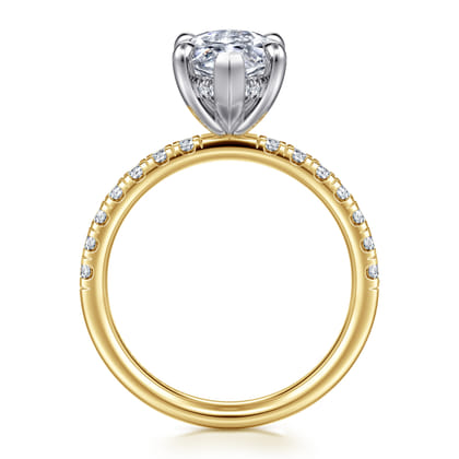 Adela - 14K Yellow-White Gold Marquise Shape Hidden Halo Diamond Engagement Ring