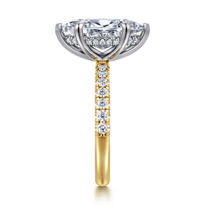 Adela - 14K Yellow-White Gold Marquise Shape Hidden Halo Diamond Engagement Ring