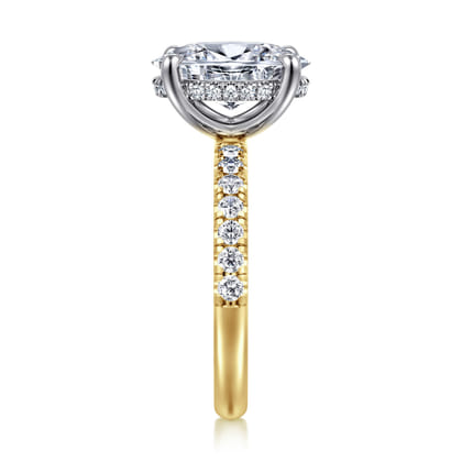 Adela - 14K Yellow-White Gold Oval Hidden Halo Diamond Engagement Ring