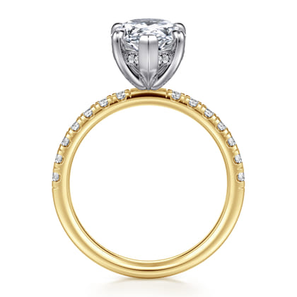 Adela - 14K Yellow-White Gold Pear Shape Hidden Halo Diamond Engagement Ring