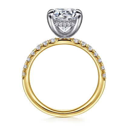 Adela - 14K Yellow-White Gold Round Hidden Halo Diamond Engagement Ring