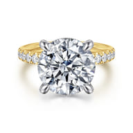 Adela - 14K Yellow-White Gold Round Hidden Halo Diamond Engagement Ring
