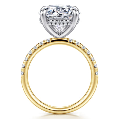 Adela - 14K Yellow-White Gold Round Hidden Halo Diamond Engagement Ring