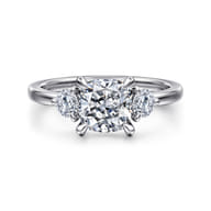 Adeline - 14K White Gold Cushion Cut Three Stone Diamond Engagement Ring