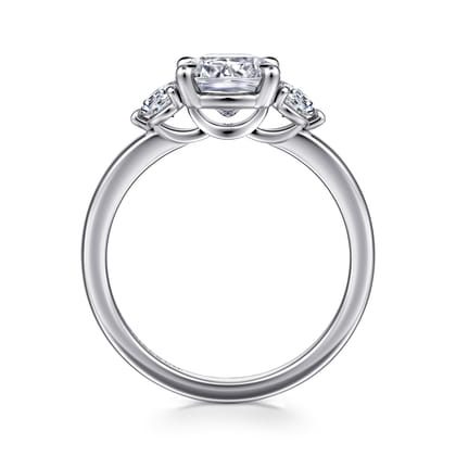 Adeline - 14K White Gold Cushion Cut Three Stone Diamond Engagement Ring
