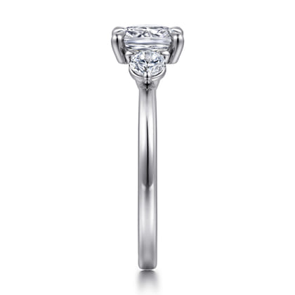 Adeline - 14K White Gold Cushion Cut Three Stone Diamond Engagement Ring