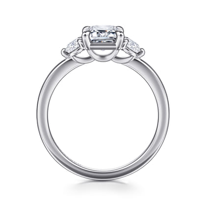 Adeline - 14K White Gold Emerald Cut Three Stone Diamond Engagement Ring
