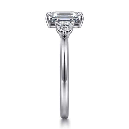 Adeline - 14K White Gold Emerald Cut Three Stone Diamond Engagement Ring