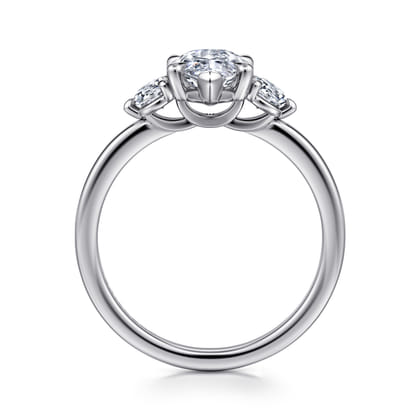 Adeline - 14K White Gold Marquise Shape Three Stone Diamond Engagement Ring