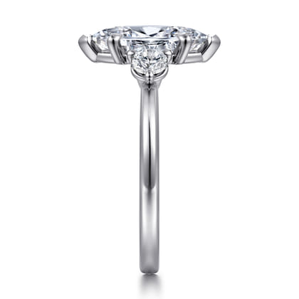 Adeline - 14K White Gold Marquise Shape Three Stone Diamond Engagement Ring