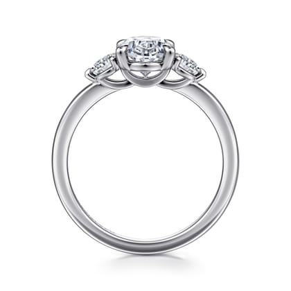 Adeline - 14K White Gold Oval Three Stone Diamond Engagement Ring