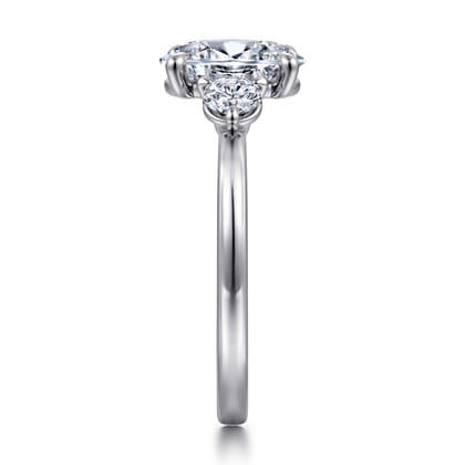 Adeline - 14K White Gold Oval Three Stone Diamond Engagement Ring